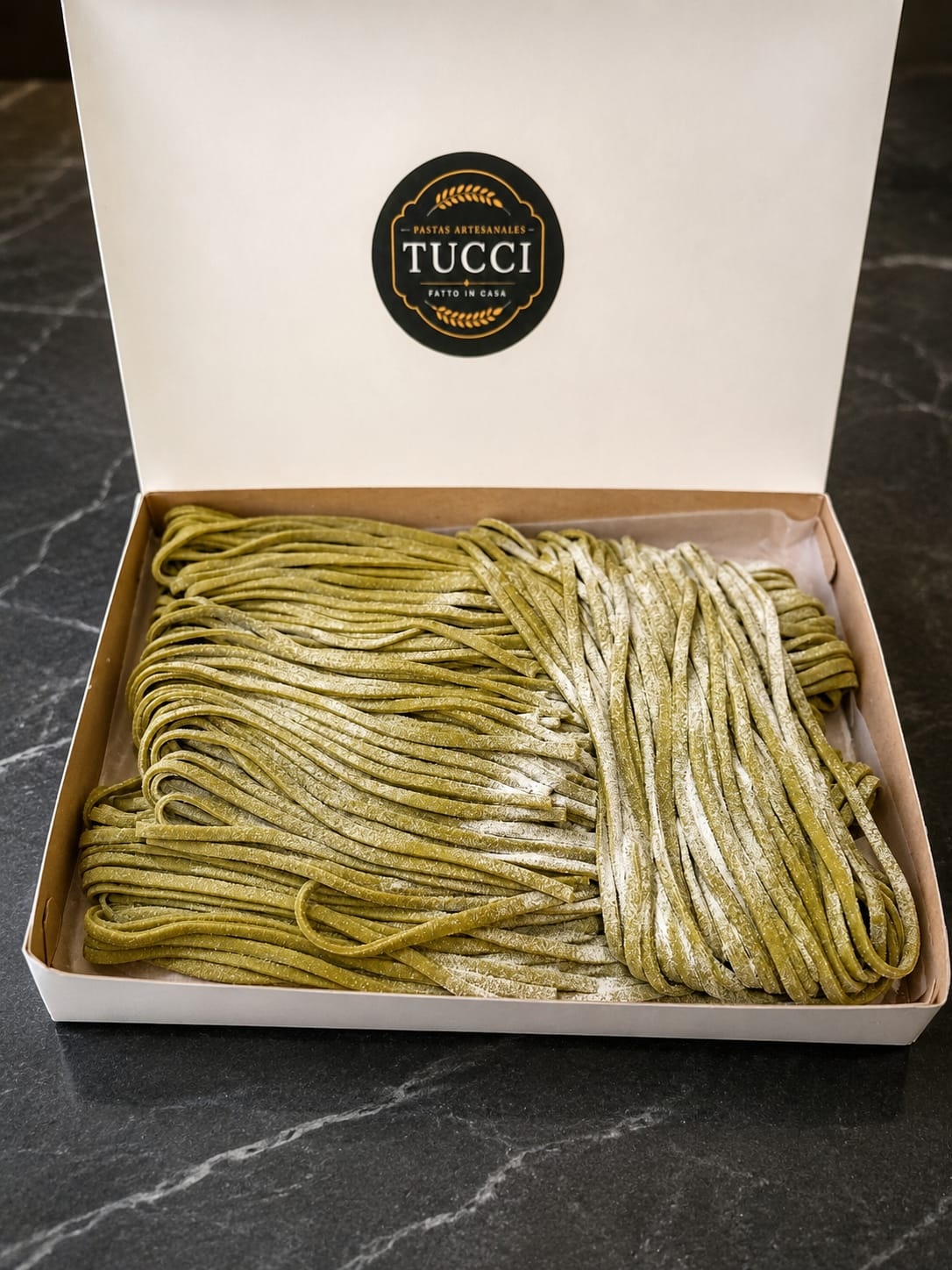 Tallarines verdes de TUCCI Pastas Artesanales